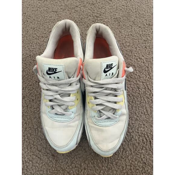 Womens Nike Air Max 90 Summit White Smoke Gray Mango Sneakers CV8819-101 Sz 9 - Picture 2 of 12